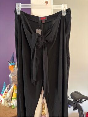 Misspap Black Wide Leg Tie-Front